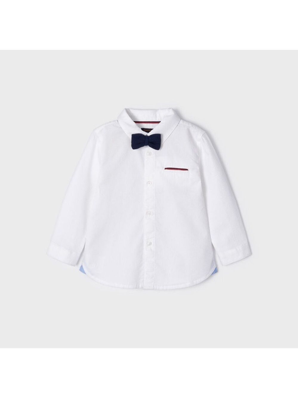 Size 24 months Mayoral Classic White Shirt with Navy Bow Tie